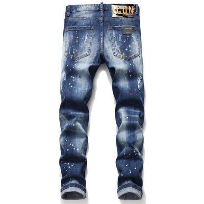 NEW-D2 Maple leaf hole badge Jeans