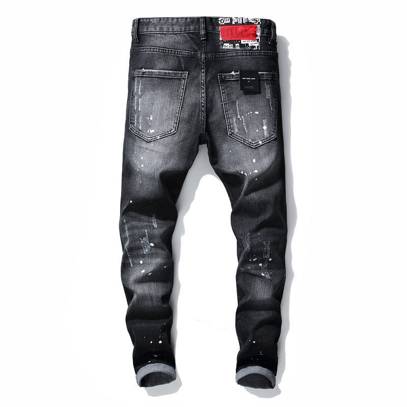 NEW-D2 Frayed patch Jeans