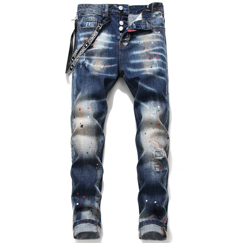 NEW-D2 paint splatter retro Jeans