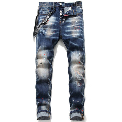 NEW-D2 paint splatter retro Jeans