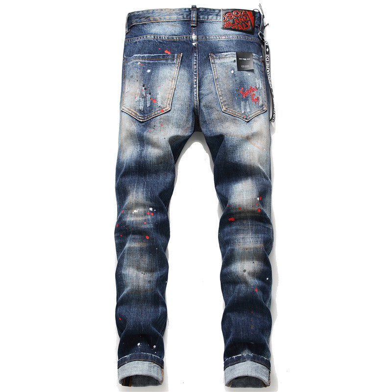 NEW-D2 paint splatter retro Jeans