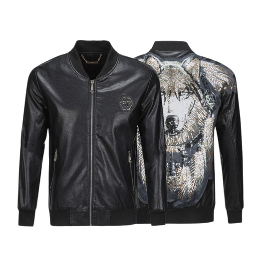 New-PP Padded leather jacket