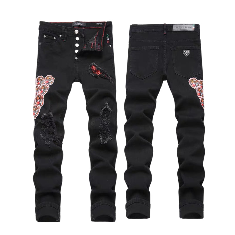 New-PP Tiger patch jeans