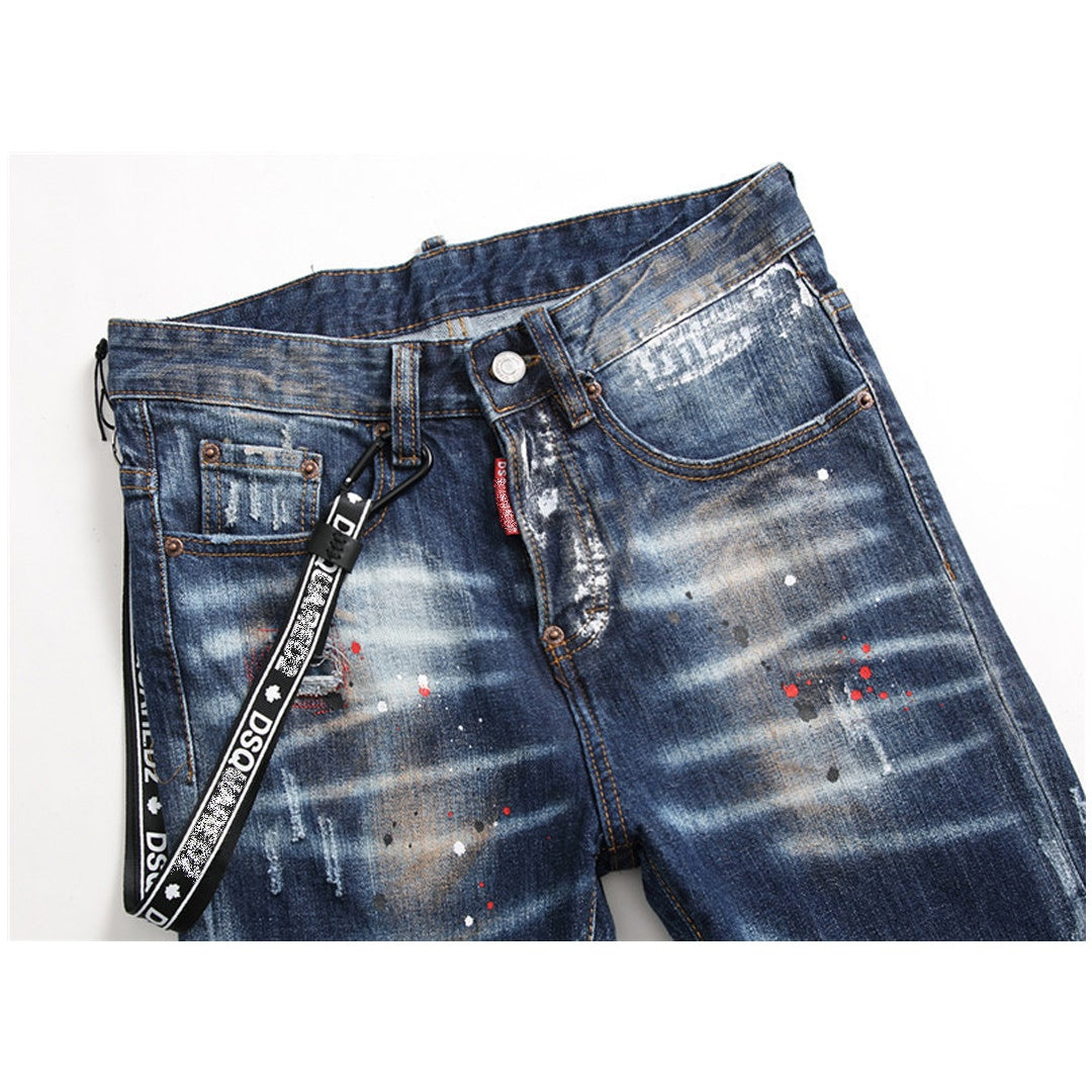 NEW-D2 paint splatter retro Jeans