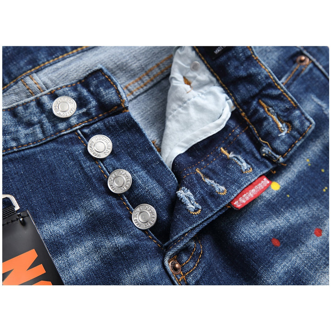 NEW-D2 Maple leaf hole badge Jeans