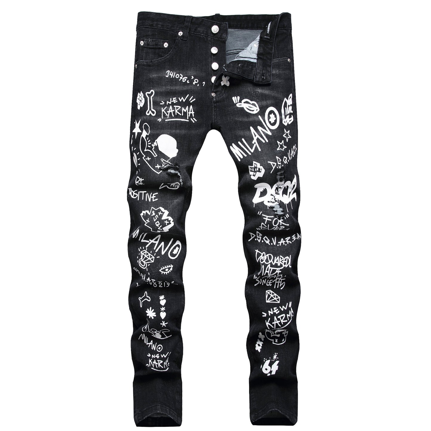 NEW-D2 Frayed patch Jeans