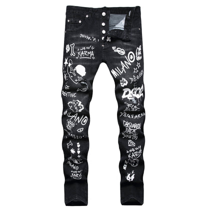 NEW-D2 Frayed patch Jeans