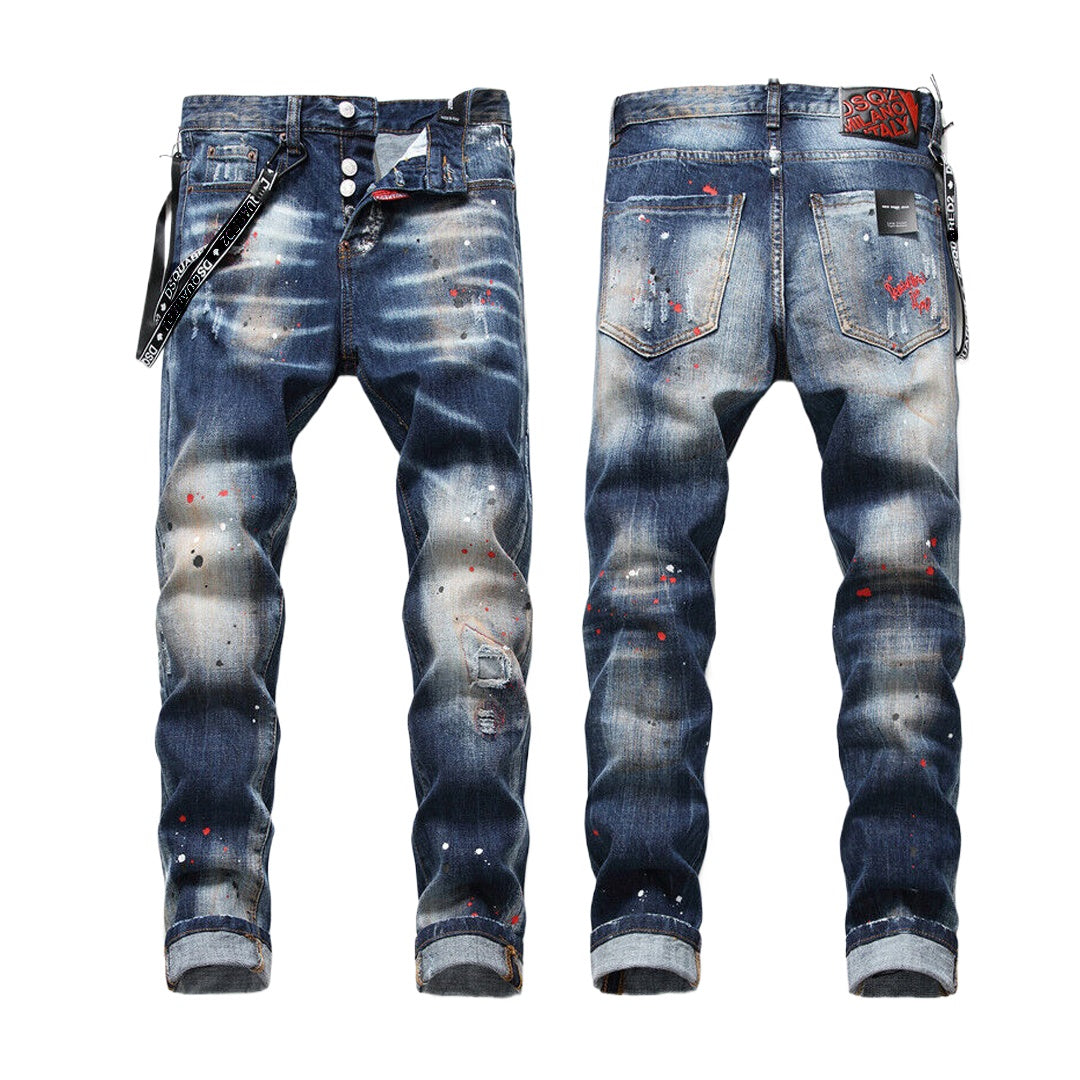 NEW-D2 Spray paint Jeans