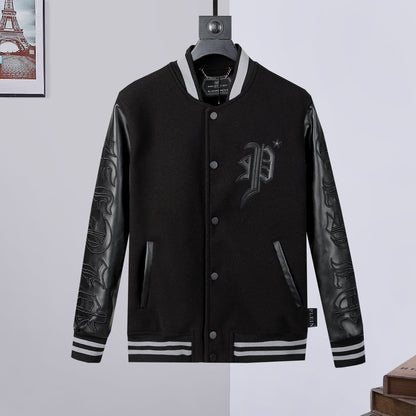 New-PP Leather Baseball Jacket