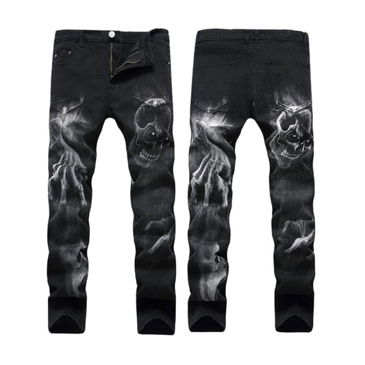 New_PP skull print jeans