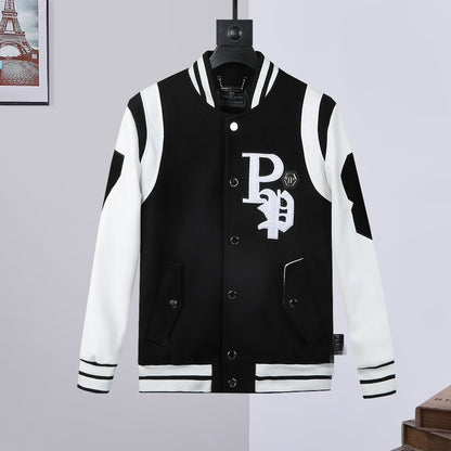 New-PP Leather Baseball Jacket