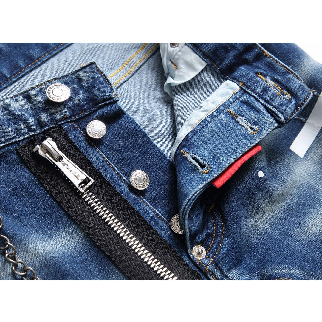 NEW-D2 hole patch print Jeans