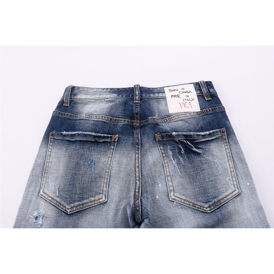 NEW-D2 ripped patch jeans