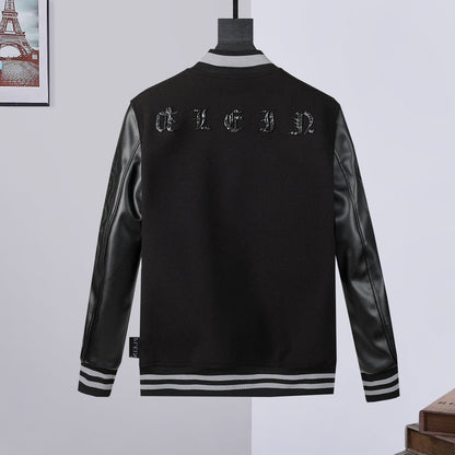 New-PP Leather Baseball Jacket