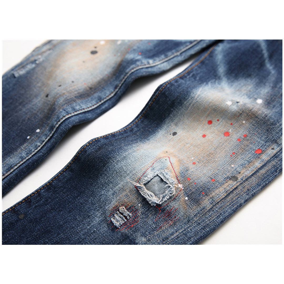 NEW-D2 paint splatter retro Jeans