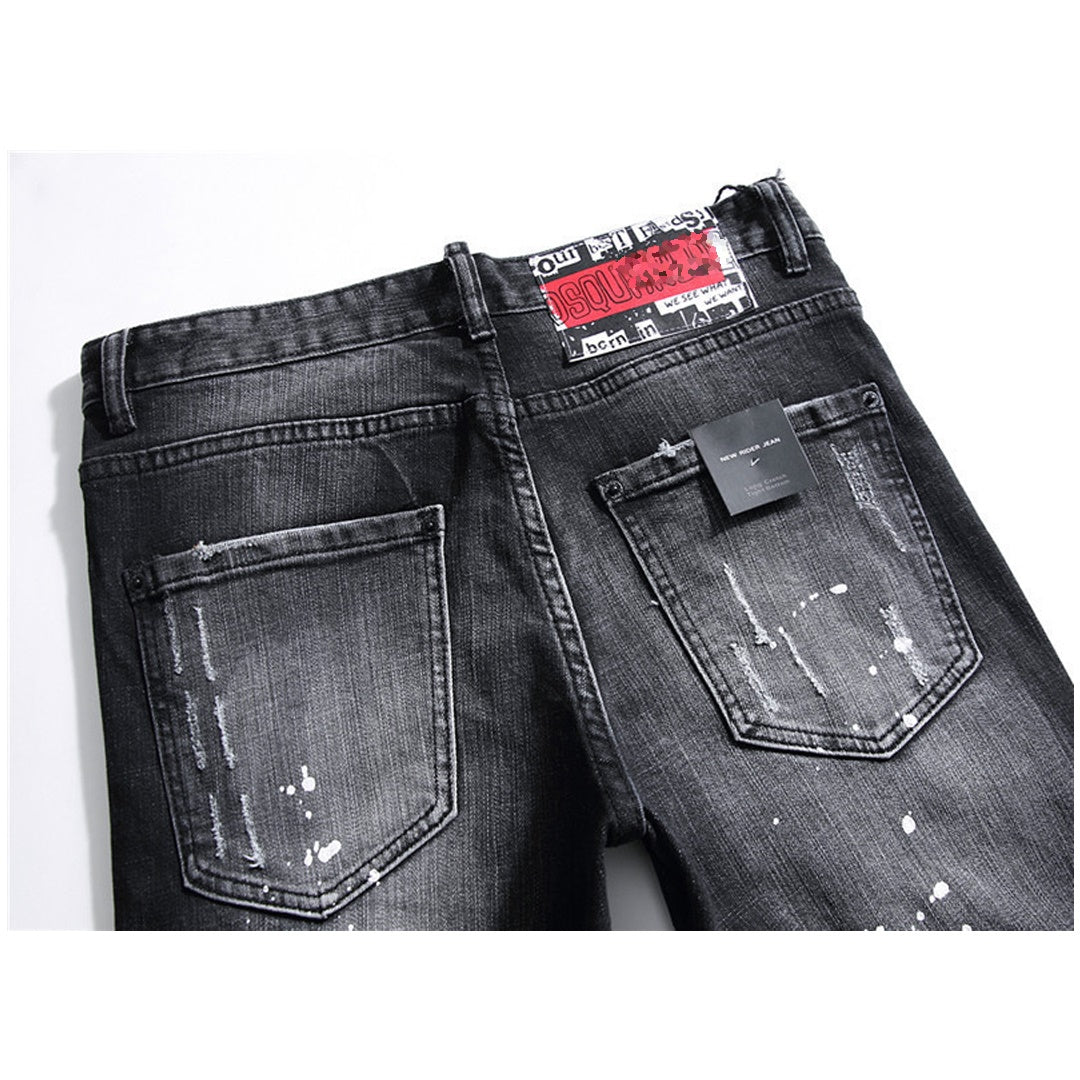 NEW-D2 Frayed patch Jeans