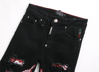 New-PP Skull patch jeans