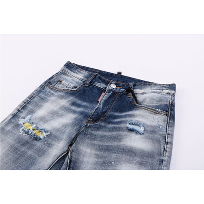 NEW-D2 ripped patch jeans