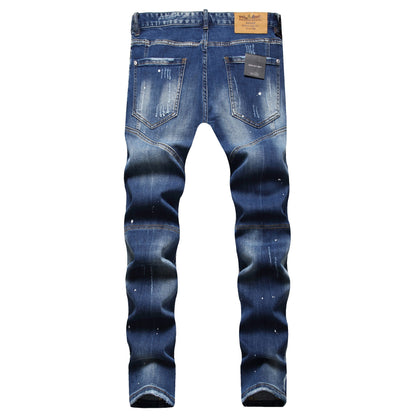 NEW-D2 hole patch print Jeans