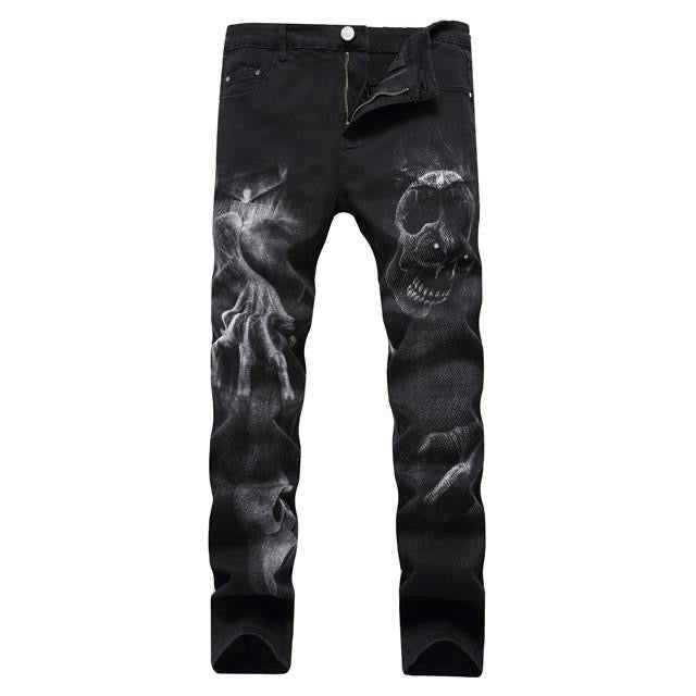 New-PP skull print jeans