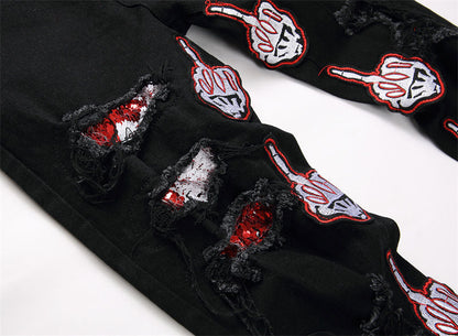 New-PP Skull patch jeans