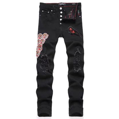 New-PP Tiger patch jeans