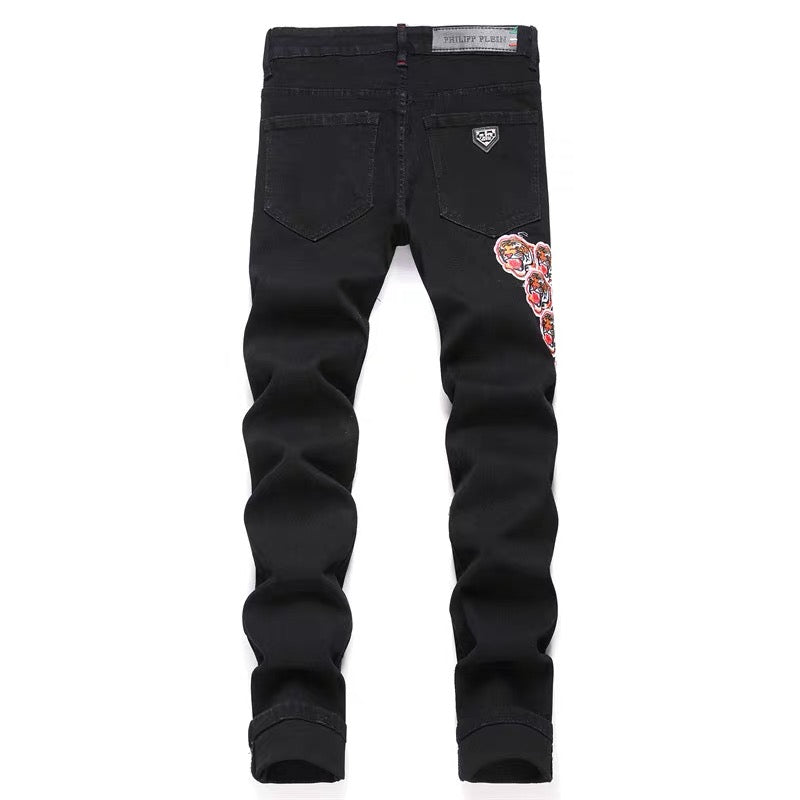 New-PP Tiger patch jeans