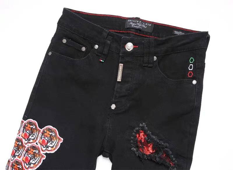 New-PP Tiger patch jeans